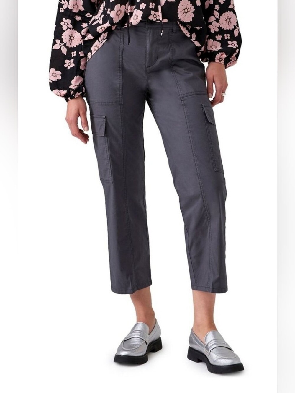 SS by Sanctuary Portside Cargo Crop Poplin Pants, S, Gray, NWT
